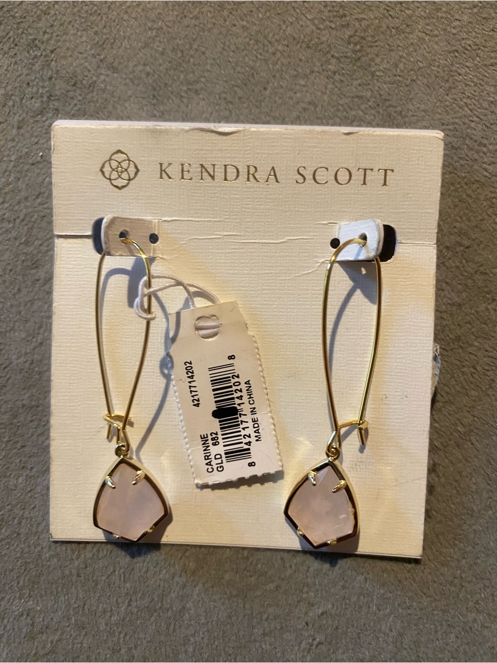 Kendra Scott Rose Quartz Drop Earrings - Gold